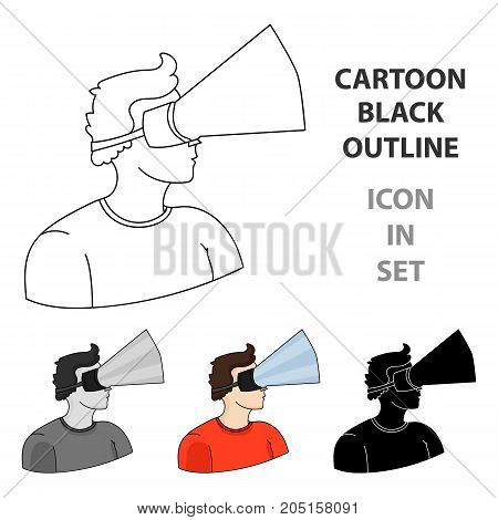 Player with virtual reality headcartoon icon in cartoon style isolated on white background. Virtual reality symbol vector illustration.