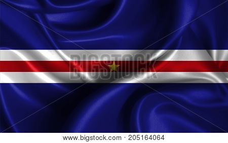 Realistic flag of Cape verde on the wavy surface of fabric. This flag can be used in design