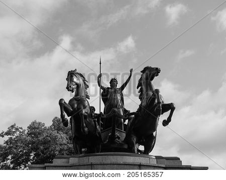 Boadicea Monument In London Black And White