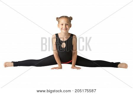 Beautiful Woman Doing Yoga On White Background