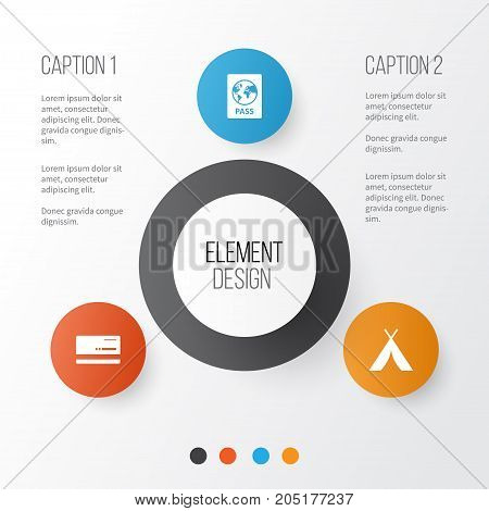 Journey Icons Set. Collection Of Certificate, Mastercard, Booth And Other Elements