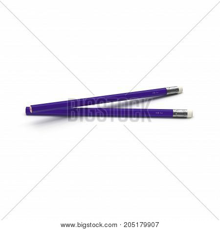 Unsharpened Pencil on white background. 3D illustration