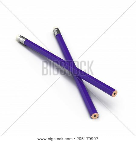 Unsharpened Pencil on white background. 3D illustration