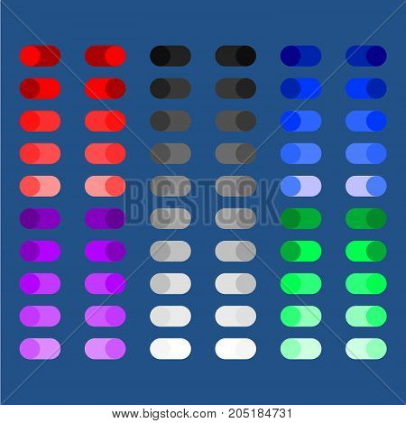 Vector User Interface Set including switches in different design variations