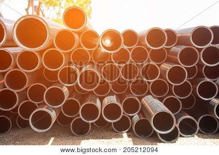Pile of HDPE pipe line used to drainage electrical system
