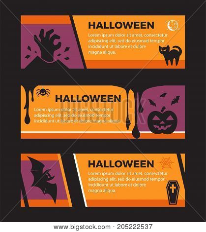Happy Halloween banners. Set of vector design elements.