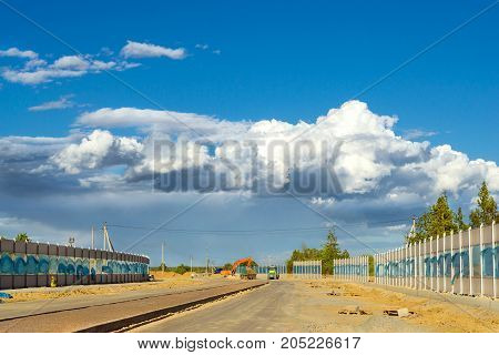 Excavator Digging On Construction High-speed Road
