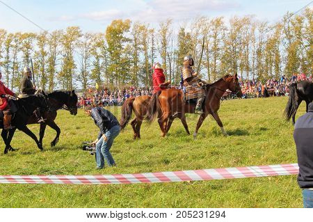 September, 16 2017, Tula, Russia - The International Military and Historical Festival "Kulikovo Field": viewers and participants of the festival.