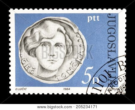 YUGOSLAVIA - CIRCA 1984 : Cancelled postage stamp printed by Yugoslavia, that shows Portrait of National hero Cec Toncka.