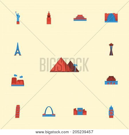 Flat Icons Paris, London, Japan And Other Vector Elements