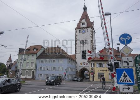 GENGENBACH BADEN-WURTTEMBERG/ GERMANY - AUGUST 16 2017: Medieval town centre with characteristic half-timbered houses