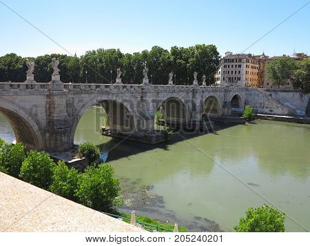 19.06.2017, Roma, Italy: Sant' Angelo Bridge To The Hadrian Mausoleum