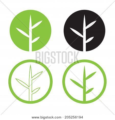 Leave logo design set vector.Nature logo in circle. bamboo logo with green and isolated white background