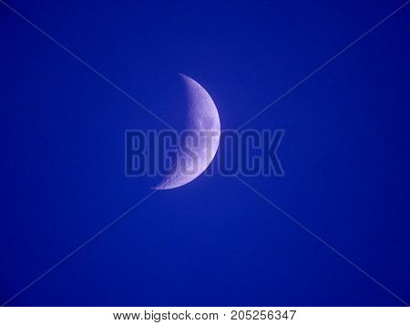 Photo of moon phase catching craters on it's surface