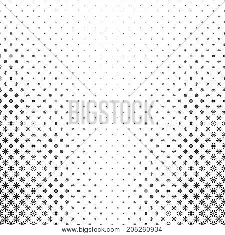 Monochrome geometric stylized flower pattern - abstract floral vector background graphic design from curved shapes
