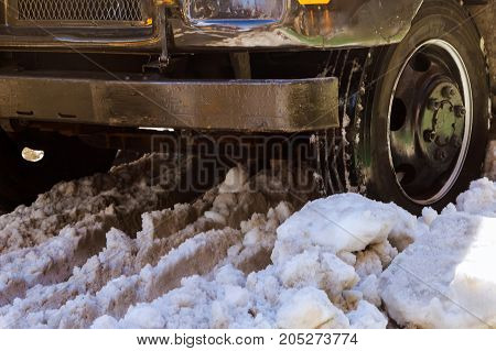 A blizzard hits New York snow in the winter on the road in New York City Snow blizzard weather