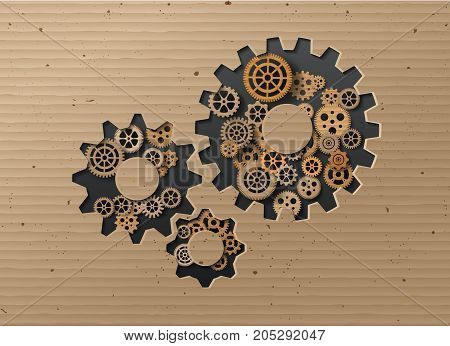 Vector illustration gearwheel . card board style.