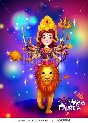 Happy Durga Puja festival India holiday background. Vector illustration
