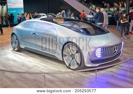 Frankfurt-September 20: Mercedes-Benz F015 Luxury in Motion concept car at the Frankfurt International Motor Show on September 20 2017 in Frankfurt