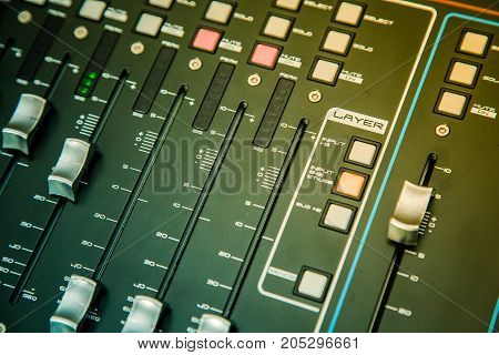Sound mixer control for live music and studio equipment.