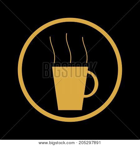 View on an Illustration of a Sign for Hot Coffee with rising steam of a Cup. Background for Hot Drinks. 