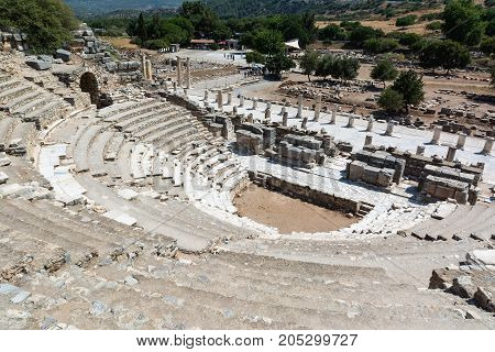 The Odeon Bouleuterion in Ephesus ancient city Selcuk Turkey.