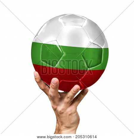 soccer ball with the image of the flag of Bulgaria, ball isolated on white background.