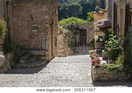 Street of Tourrettes-sur-Loup a medieval village in the Alpes-Maritimes department in southeastern France