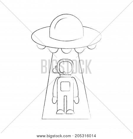 austronaut abducted by ufo science fiction vector illustration