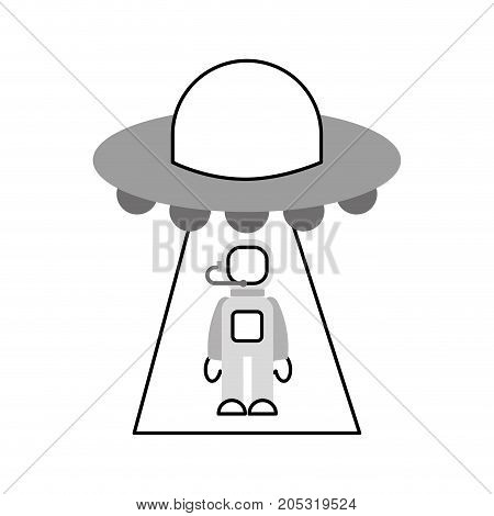austronaut abducted by ufo science fiction vector illustration