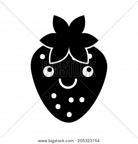 kawaii strawberry fruit cheerful cartoon vector illustration