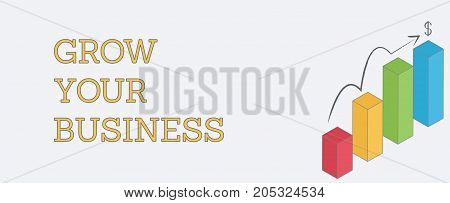 Grow your small business chart on gray background