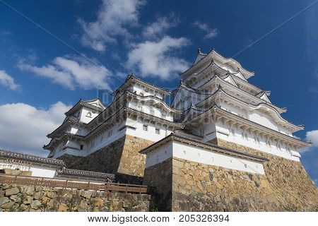 Himeji castle with beautiful blue sky background Japan historic landmark