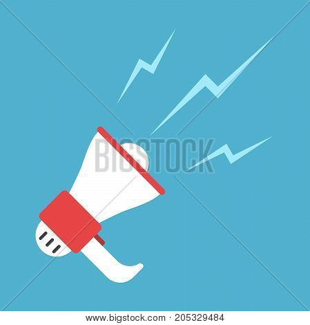 Speaking Megaphone On Blue