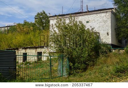 Very old brick building. Old architecture. Ust-Kamenogorsk