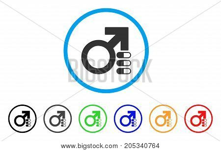 Male Erection Pills rounded icon. Style is a flat male erection pills grey symbol inside light blue circle with black, gray, green, blue, red, orange variants.