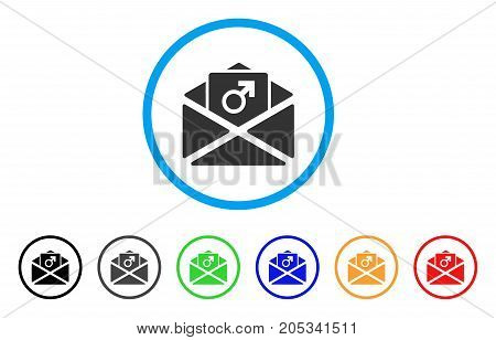 Penis Enhancement Spam rounded icon. Style is a flat penis enhancement spam gray symbol inside light blue circle with black, gray, green, blue, red, orange versions.