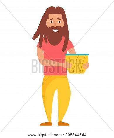 Rastaman. Vector. Cartoon. Isolated art on white background Flat