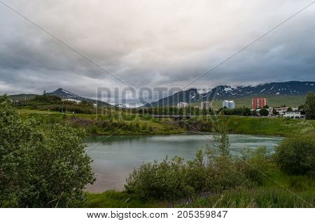 Small Reservoir In Glera River In North Iceland