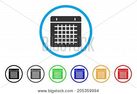 Duty Timetable rounded icon. Style is a flat duty timetable grey symbol inside light blue circle with black, gray, green, blue, red, orange versions. Vector designed for web and software interfaces.