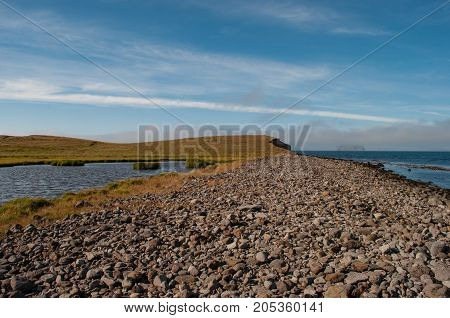 Reykjastrond beach in North Iceland on a summer day