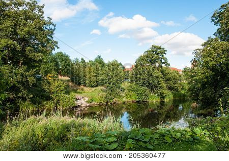 Susaa River In The Town Of Naestved In Denmark