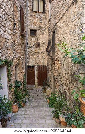 TOURRETTES-SUR-LOUP FRANCE - APRIL 25 2016: Street of Tourrettes-sur-Loup a medieval village in the Alpes-Maritimes department in southeastern France