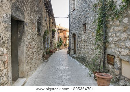 Street of Tourrettes-sur-Loup a medieval village in the Alpes-Maritimes department in southeastern France
