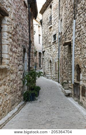 Street of Tourrettes-sur-Loup a medieval village in the Alpes-Maritimes department in southeastern France