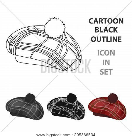 Scottish traditional cap icon in cartoon design isolated on white background. Scotland country symbol stock vector illustration.