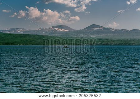 Lake Sevan, Armenia. horizontal shot in the afternoon