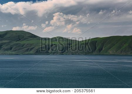 Lake Sevan, Armenia. horizontal shot in the afternoon