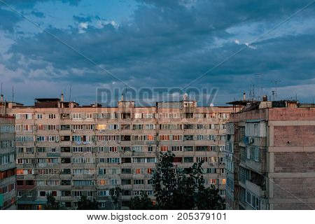 Sunset on the outskirts of Yerevan, Armenia. horizontal shot