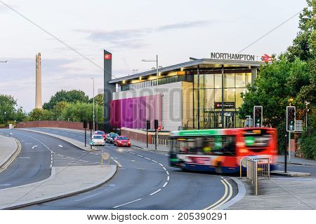 Northampton, UK - Aug 31, 2017: Early Morning view of New Northampton Train Station